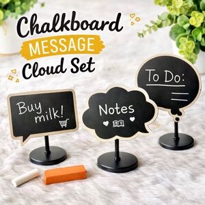 Chalkboard Message Cloud Set Tin Box Reusable Write Erase Decor